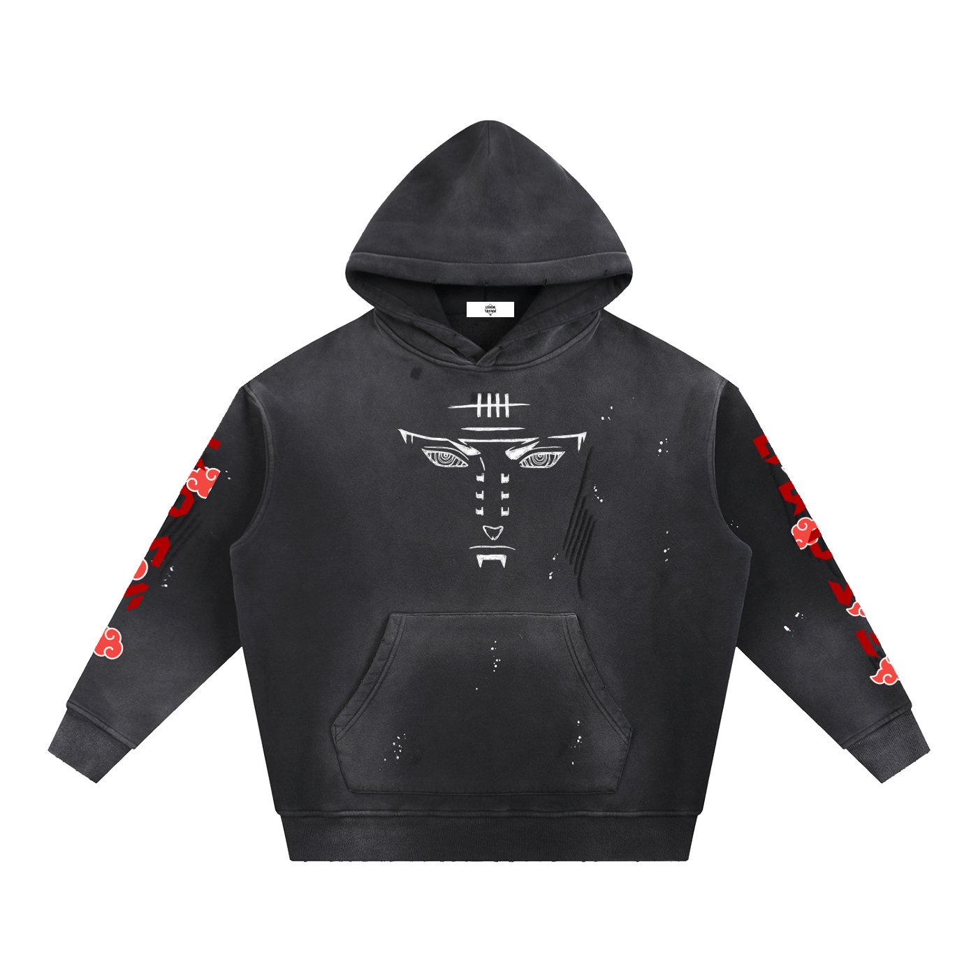 Vintage Washed Frayed Fleece Hoodie