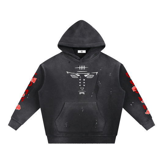 Vintage Washed Frayed Fleece Hoodie