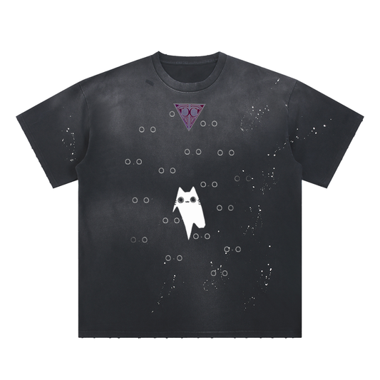 Hand-Frayed Sunfade Paint Splatter T-Shirt